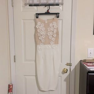 Flowers and Pearls embroidered knee length dress